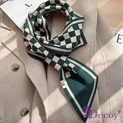 【Decoy】棋盤幾何＊針織保暖交叉小脖圍領巾/ 綠