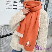 【Decoy】牛油果刺繡＊純色仿羊絨保暖圍巾/ 焦糖橘