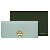 LONGCHAMP BOX-TROT系列小牛皮金屬LOGO翻蓋長夾 灰綠