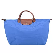 LONGCHAMP LE PLIAGE系列短把再生尼龍摺疊水餃旅行袋(小) 鈷藍
