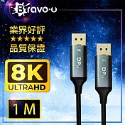 Bravo-u電競8K/60Hz高更新率高畫質可串接DP影音傳輸線-1米