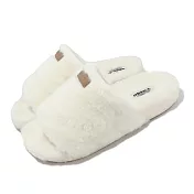 adidas 毛毛拖鞋 Adilette Essential W 女鞋 白 全白 毛絨絨 保暖 三葉草 愛迪達 IF3965