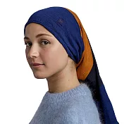 【西班牙BUFF】舒適繽紛 205 gsm美麗諾羊毛頭巾- 鋼藍橘調