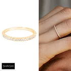 SHASHI 紐約品牌 DIAMOND BAR 平衡骨 細緻白鑽 金色細版戒指 6