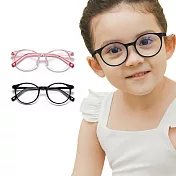 【ALEGANT】輕量PPSU材質抗壓柔韌彈性圓框UV400兒童光學濾藍光眼鏡 貓頭鷹黑