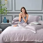義大利La Belle《紫藕秋香》加大天絲蕾絲四件式防蹣抗菌吸濕排汗兩用被床包組-紫色