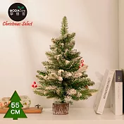 摩達客耶誕-55cm頂級霜冰藍雪國原木底座聖誕樹裸樹/不含配件/本島免運費