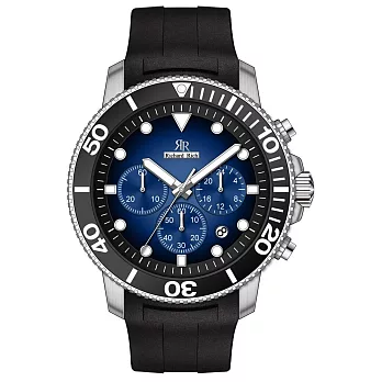 【Richard Rich】RR 陶瓷三眼系列 海洋之星漸層藍面三針三眼陶瓷圈潛水計時矽膠腕錶