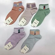 【Wonderland】520運動風日系棉質短襪/踝襪/女襪(5雙) FREE 隨機.含重覆色