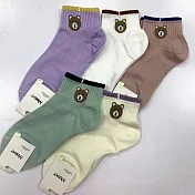 【Wonderland】大熊寶寶日系棉質短襪/踝襪/女襪(5雙) FREE 隨機.含重覆色