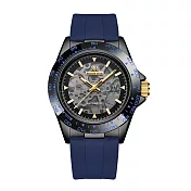 【Richard Rich】RR 海軍上將系列 湛藍縷空錶盤自動機械氟矽膠腕錶 白珍藏版香氛防水盒手錶套組