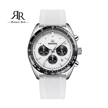 【Richard Rich】 RR 星際霸主系列 銀殼白面計時三眼矽膠熊貓錶