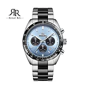 【Richard Rich】RR 星際霸主系列 銀黑帶藍面計時三眼陶瓷圈隕石面不鏽鋼冰藍熊貓錶