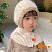 【iSFun】甜甜精靈＊兒童披肩保暖套頭脖圍毛帽/ 米
