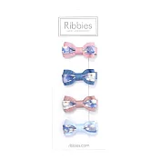 英國Ribbies 雙色緞帶蝴蝶結4入組-Mitsi Pastel Blue