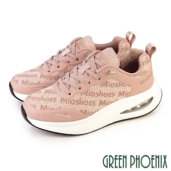【GREEN PHOENIX】女 休閒鞋 氣墊鞋 懶人鞋 厚底 彈力 Q彈 免綁帶 EU37 粉紅色
