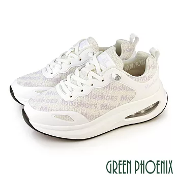 【GREEN PHOENIX】女 休閒鞋 氣墊鞋 懶人鞋 厚底 彈力 Q彈 免綁帶 EU35 白色