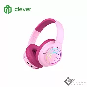 iClever BTH18 炫光無線兒童耳機 粉紅色