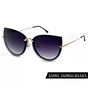 【SUNS】時尚大框墨鏡 切邊無邊框精品墨鏡 輕量金屬眼鏡 抗UV400 S045 黑灰色