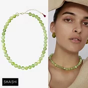 SHASHI 紐約品牌 JADE GEMSTONE 淺綠色玉石圓珠項鍊 優雅百搭款