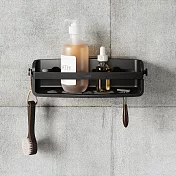 《Umbra》Flex吸盤壁掛浴室長方瀝水置物架(墨黑) | 浴室收納架 瓶罐置物架