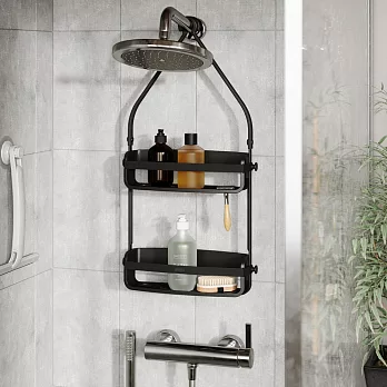 《Umbra》Flex吊掛式浴室雙層瀝水置物架(墨黑) | 浴室收納架 瓶罐置物架
