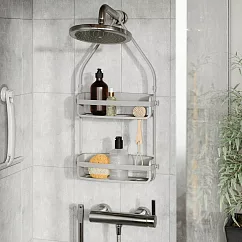 《Umbra》Flex吊掛式浴室雙層瀝水置物架(昏灰) | 浴室收納架 瓶罐置物架