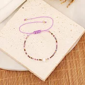 【水星記】波西米亞輕奢多彩米珠珍珠可調節串珠手鏈 _紫色