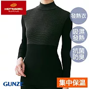 【日本GUNZE】集中型保暖高領發熱衣(MH9445-BLK) M 黑色
