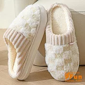 【iSFun】蛋糕格紋＊包頭保暖室內拖鞋/ 白/3839號