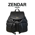 【ZENDAR】限量2折 頂級超柔軟小牛皮後背包桶包 全新專櫃展示品(黑色)