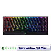 Razer 雷蛇 BlackWidow V3 Mini 65% 黑寡婦蜘幻彩版鍵盤 無線 布丁鍵帽 英文 黃軸