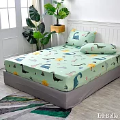 義大利La Belle《侏儸紀帝國-綠》雙人海島針織床包枕套組