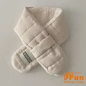 【iSFun】刷毛羽絨＊固定交叉保暖兒童圍巾/ 米