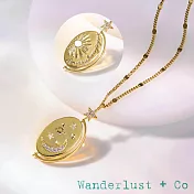 Wanderlust+Co 澳洲品牌 鑲鑽星星月亮太陽 旋轉銀河金色長項鍊 My Sun & Moon