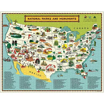 美國 Cavallini & Co. 1000片拼圖 美國國家公園地圖