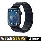 Apple Watch S9 GPS 41mm 鋁金屬錶殼搭配運動型錶環 (午夜鋁午夜錶環)