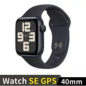 Apple Watch SE GPS 40mm 鋁金屬錶殼搭配運動型錶帶 (午夜鋁午夜錶帶(M/L))