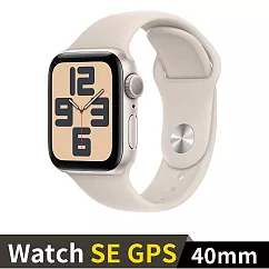 Apple Watch SE GPS 40mm 鋁金屬錶殼搭配運動型錶帶 (星光鋁星光錶帶(M/L))