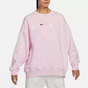 NIKE AS W NSW COZY FLC OS CRW 女長袖上衣-粉-FV4012663 L 粉紅色
