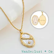 Wanderlust+Co 澳洲品牌 金色星星 珍珠母貝橢圓形相本項鍊 Infinite Universe