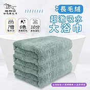 【OKPOLO】台灣製造長毛絨超激吸水大浴巾(7倍吸水力 顏色繽紛) 淺墨綠  淺墨綠