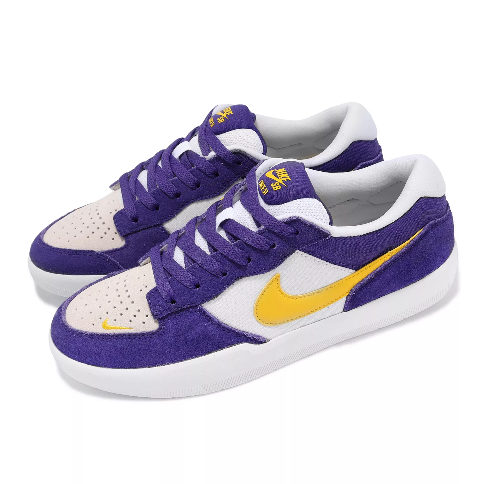 Nike 滑板鞋 SB Force 58 男鞋 紫 黃 麂皮 低筒 休閒鞋 DV5477-500