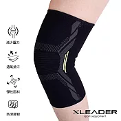 【Leader X】3D彈力針織 透氣加壓運動護膝腿套 黑綠 1只入 M