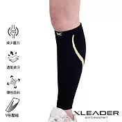 【Leader X】進化版 運動專用V型壓縮小腿套 護腿套 1只入(兩色任選) 黑底黃線S