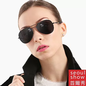 seoul show首爾秀 圓腿極輕飛官款太陽眼鏡UV400墨鏡 209  黑框黑灰片