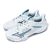 Mizuno 羽球鞋 Wave Claw Neo 2 男鞋 女鞋 白 藍 寬楦 回彈 排球鞋 桌球 運動鞋 美津濃 71GA2270-20