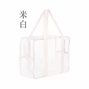【E.dot】PVC防水肩背手提兩用式透明果凍包 -2入組 米白
