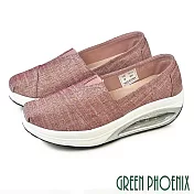 【GREEN PHOENIX】女 休閒鞋 健走鞋 懶人鞋 厚底 氣墊 彈力減壓 EU37 粉紅色