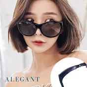 【ALEGANT】巴黎時尚貓眼圓框全罩式寶麗來偏光墨鏡/外掛式UV400太陽眼鏡/包覆套鏡 緞面紫